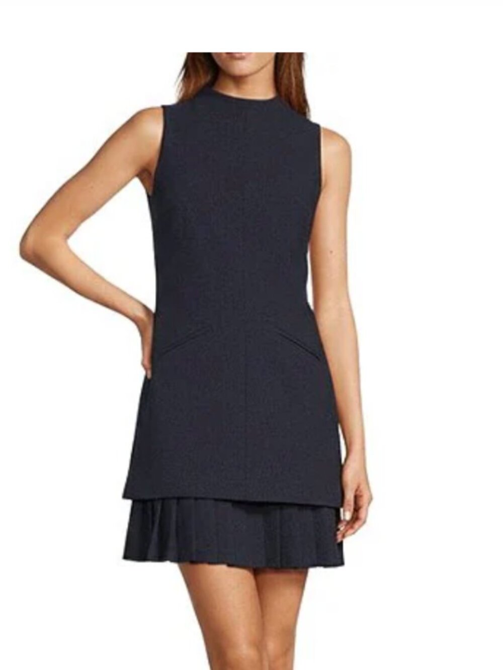 Antonio Melani Rowan Stretch Twill Chiffon Mock Neckline Sleeveless Dress - Picture 2 of 3